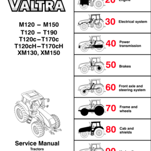 Valtra T120, T130, T140, T160, T170, T180, T190 Tractors Service Repair Manual
