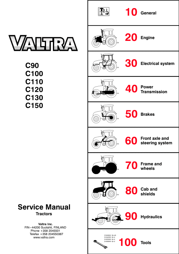 Valtra C90, C100, C110, C120, C130, C150 Tractors Service Repair Manual
