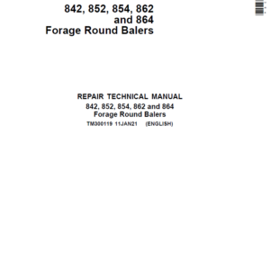 John Deere 842, 852, 854, 862, 864 Forage Round Baler Service Repair Manual (TM300119)
