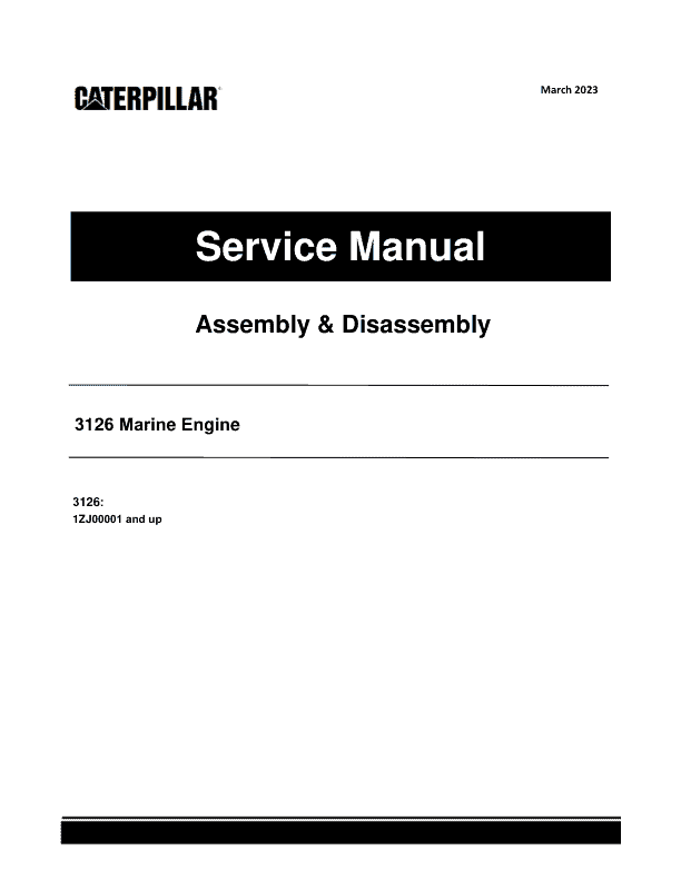 Caterpillar CAT 3126 Marine Engine Service Repair Manual (1ZJ00001 and up)_1