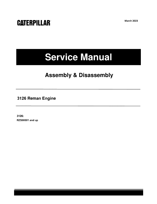 Caterpillar CAT 3126 Reman Engine Service Repair Manual (RZS00001 and up)_1