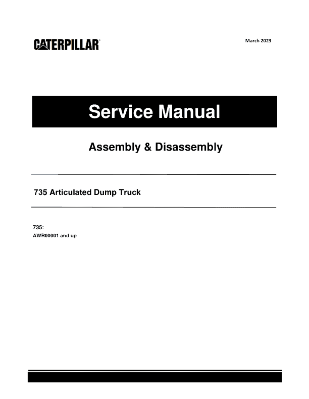 Caterpillar CAT 735 Articulated Dump Truck Service Repair Manual (AWR00001 and up)_1