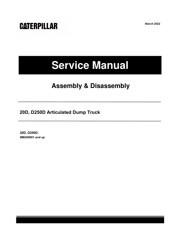 Caterpillar CAT D20D, D250D Articulated Dump Truck Service Repair Manual (9MG00001 and up)_1