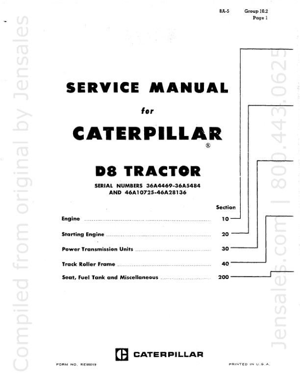Caterpillar CAT D8H Track-Type Tractor Service Repair Manual (46A00001 and up)_1
