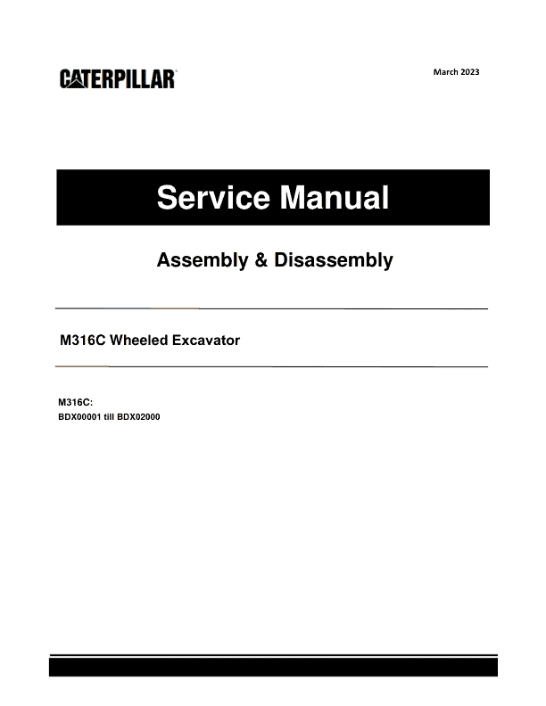 Caterpillar CAT M316C Wheeled Excavator Service Repair Manual (BDX00001 till 02000)_1