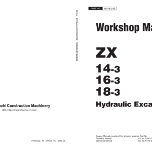 Hitachi ZX14-3, ZX16-3, ZX18-3 Mini Excavator Service Repair Manual