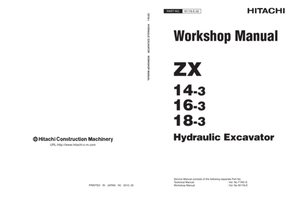 Hitachi ZX14-3, ZX16-3, ZX18-3 Mini Excavator Service Repair Manual