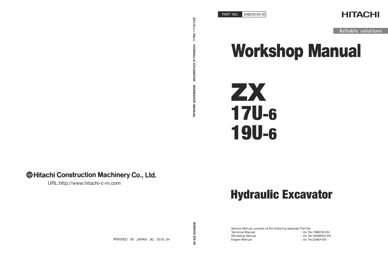 Hitachi ZX17U-6, ZX19U-6 Mini Excavator Service Repair Manual