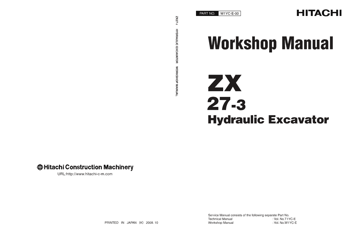 Hitachi ZX27-3 Mini Excavator Workshop Repair Manual