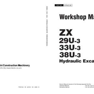 Hitachi ZX29U-3, ZX33U-3, ZX38U-3 Mini Excavator Service Repair Manual
