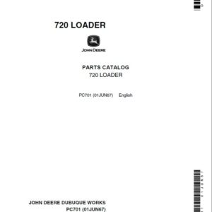 John Deere 720 Attachments (Loader 720 and 2010 Wheel Tractor Manufactured 1961 –) Parts Catalog Manual – PC701