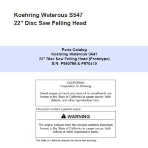 Koehring 22 Inch (SN 960766 Only) Felling Heads Parts Catalog Manual - WCSCR3007