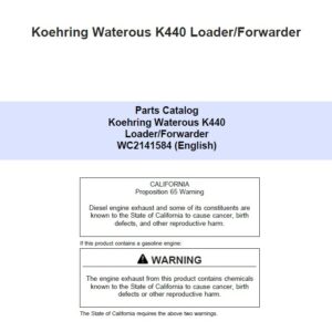 Koehring Waterous K440 Knuckleboom Loader Parts Catalog Manual