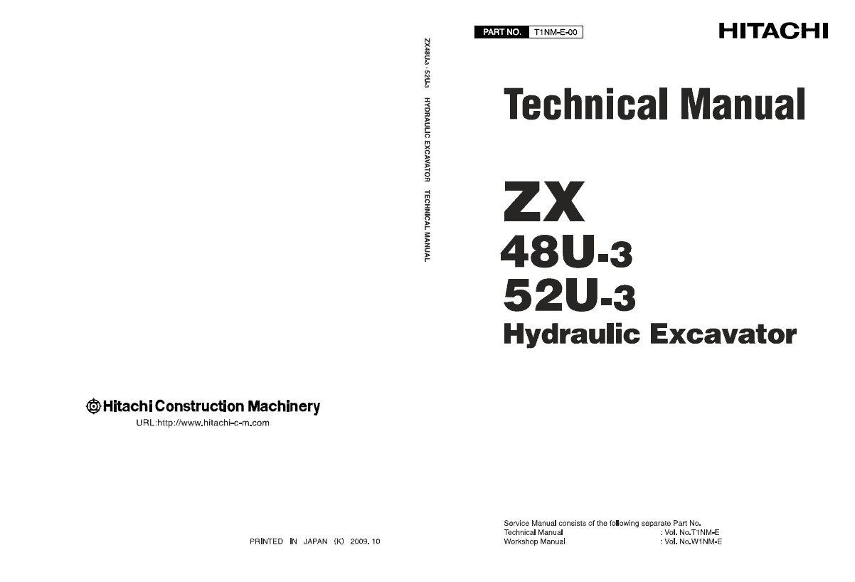 Hitachi ZX48U-3, ZX52U-3 Excavator Technical Repair Manual