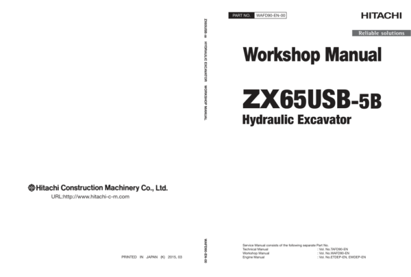 Hitachi ZX65USB-5B Excavator Service Repair Manual
