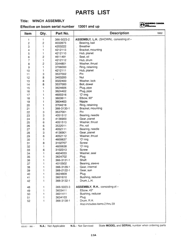 John Deere K525 Delimbers (SN 501501-) Parts Catalog Manual - 214-1619-1