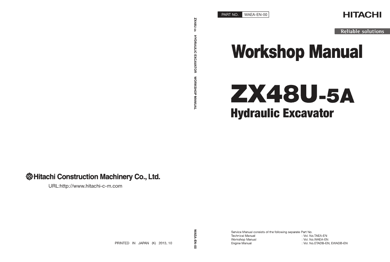 Hitachi ZX40U-5A Mini Excavator Service Repair Manual