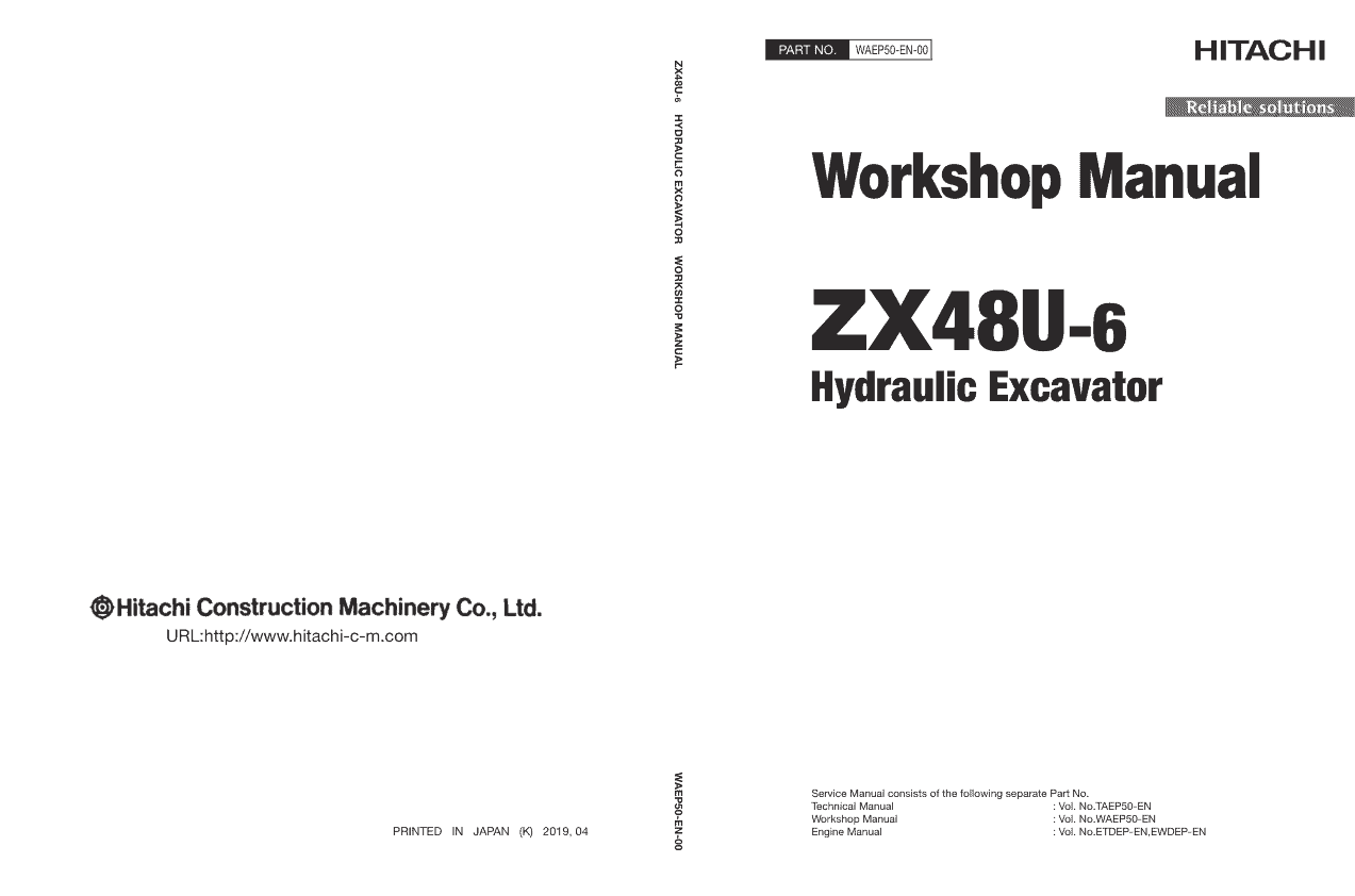 Hitachi ZX48U-6 Mini Excavator Service Repair Manual