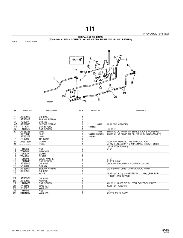 John Deere 410 Backhoes Parts Catalog Manual - PC1227