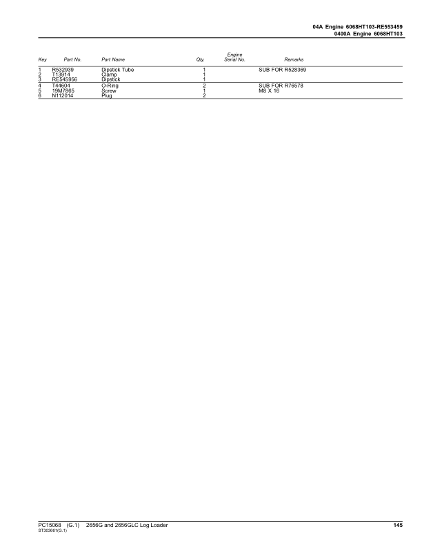 John Deere 2656G, 2656GLC Log Loaders (SN 1FF2656G__F266001-) Parts ...