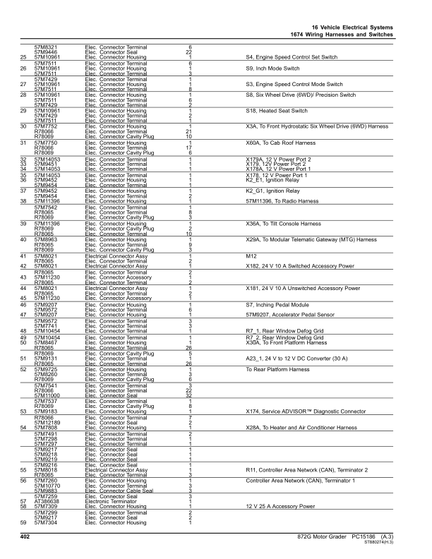 John Deere 872G Motor Graders (SN 1JZ872G_ C003007-) Parts Catalog ...