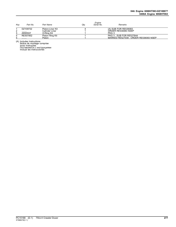 John Deere 750J-II Crawler Dozers (SN 1BZ750JA__DXXXXXX-) Parts Catalog ...