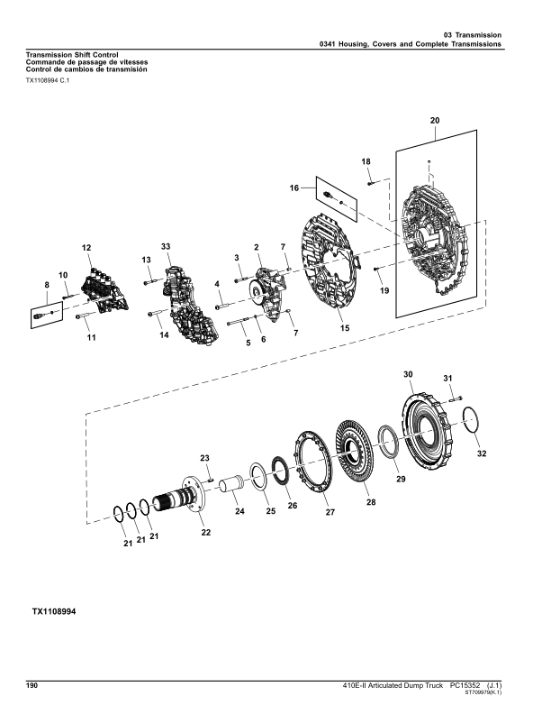 John Deere 410E Articulated Dump Trucks (SN 1DW410E_ F708125-) Parts ...