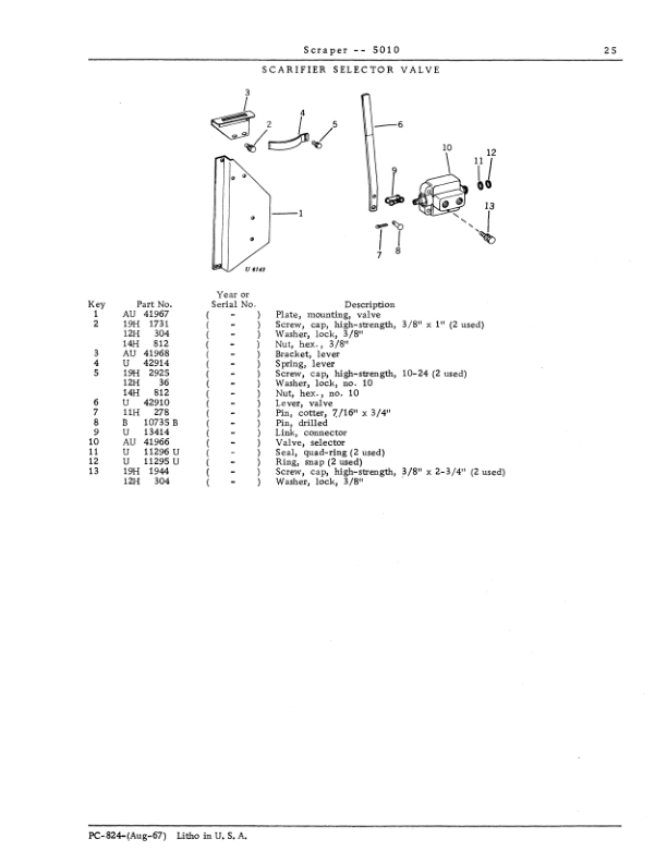 John Deere 5010 Scrapers Parts Catalog Manual - PC824