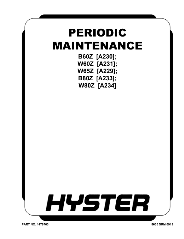 Hyster B60Z Pallet Truck A230 Series Repair Manual_1