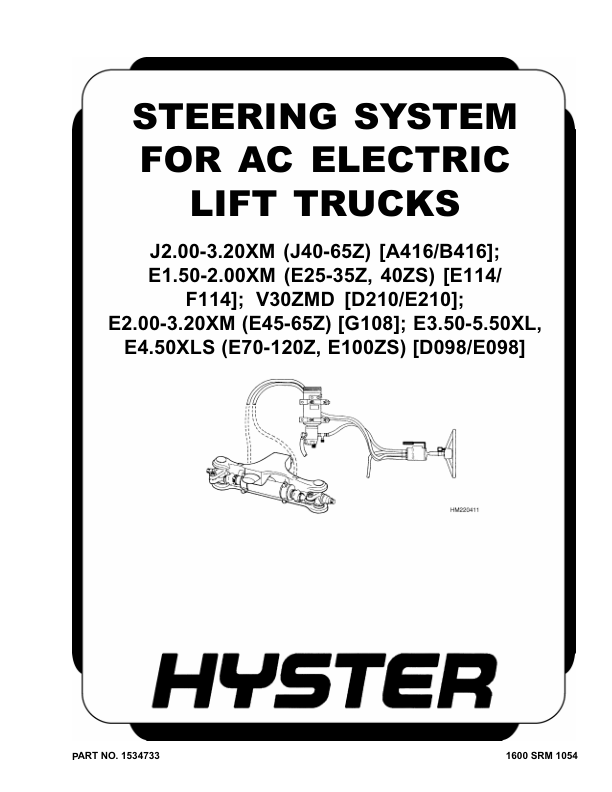 Hyster E1.50XM, E1.75XM, E2.00XM, E2.00XMS Electric Forklift Truck E114 Series Repair Manual (EU)_1