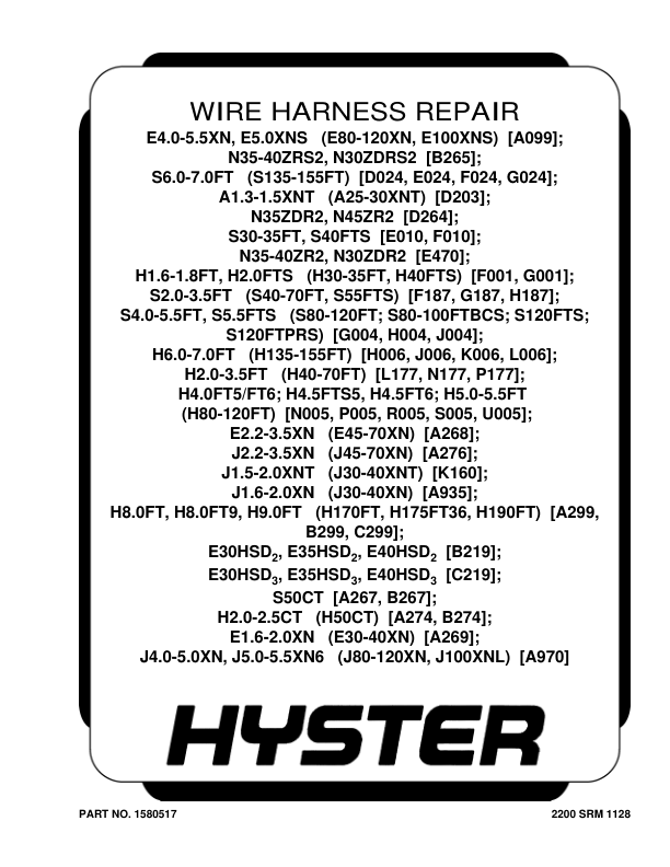 Hyster E2.2XN, E2.5XN, E3.0XN, E3.2XN, E3.5XN Electric Forklift Truck A268 Series Repair Manual_1