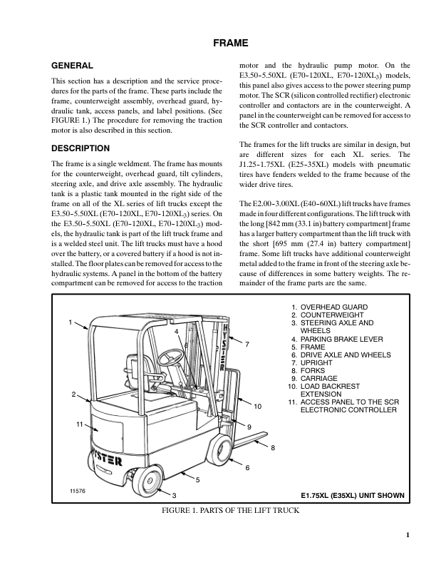 Hyster E25XL, E30XL, E35XL Electric Forklift Truck C114 Series Repair Manual (USA)_1