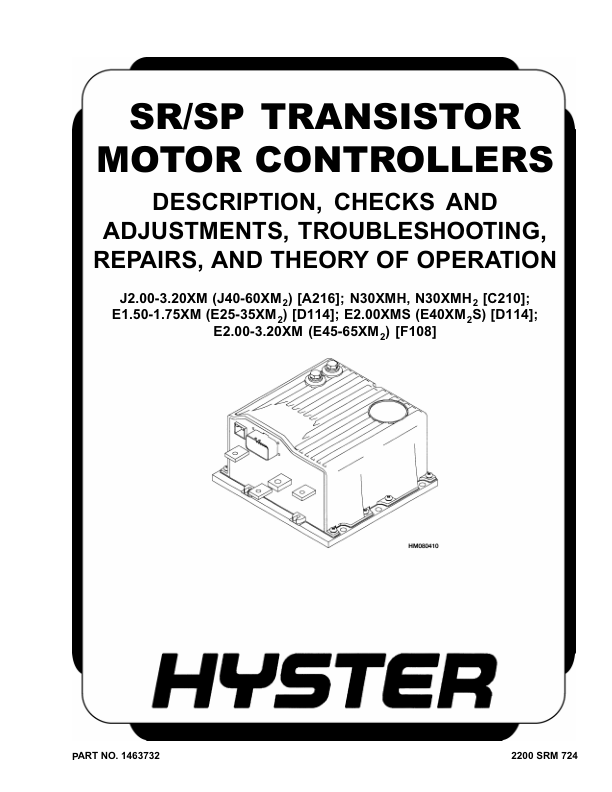 Hyster E45XM2, E50XM2, E55XM2, E60XM2, E65XM2 Electric Forklift Truck F108 Series Repair Manual (US)_1