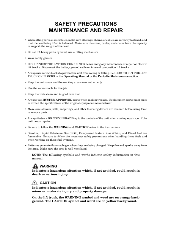 Hyster E70Z, E80Z, E100Z, E100ZS, E120Z Electric ForkLift Truck E098 Series Repair Manual (USA)_1