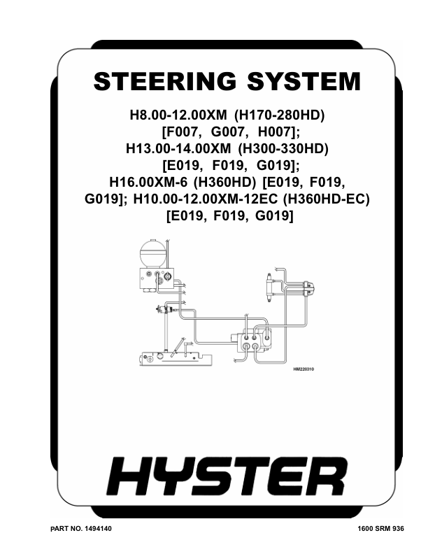 Hyster H1050HD-16CH, H1150HD-16CH Forklift Truck G117 Series Repair Manual (USA)_1