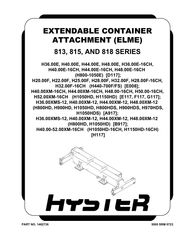 Hyster H1050HD-CH, H1150HD-CH Forklift Truck F117 Series Repair Manual (USA)_1