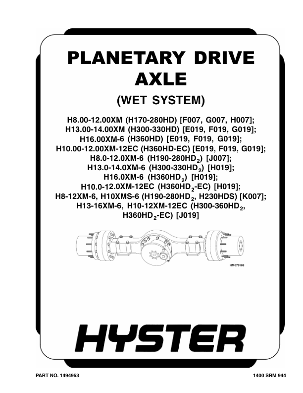 Hyster H13XM-6, H14XM-6, H16XM-6, H10XM-12EC, H12XM-12EC Forklift Truck H019 Series Repair Manual (EU)_1