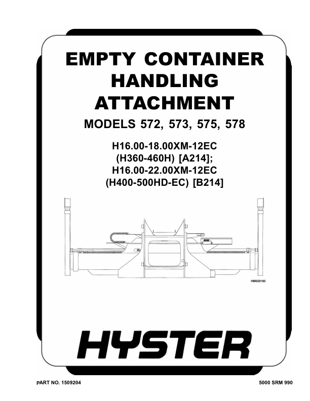 Hyster H14.00XM-12, H16.00XM-12, H18.00XM-12, H16.00XM-12EC, H18.00XM-12EC Forklift A214 Series Repair Manual_1