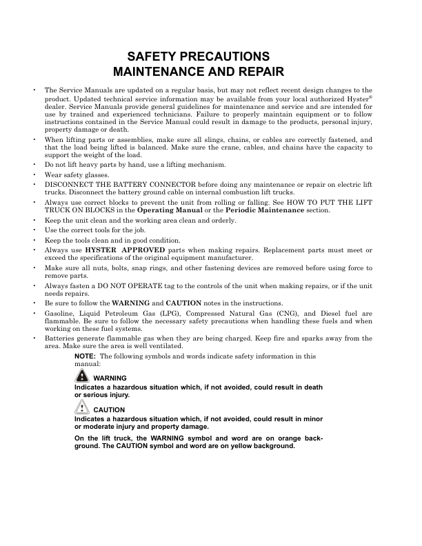 Hyster H16.00XM(S)-12, H18.00XM(S)-12 Forklift Truck B236 Series Repair Manual (EU)_1