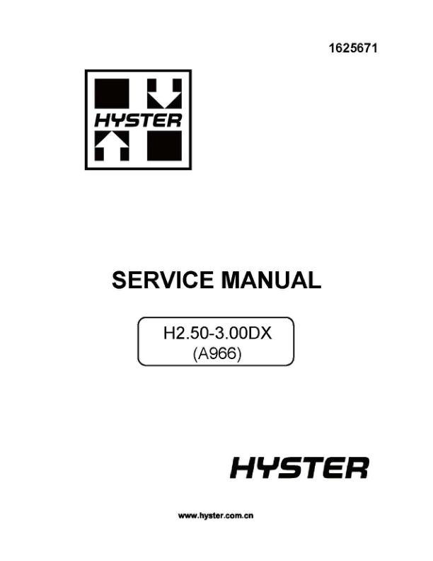 Hyster H2.50DX, H3.00DX Diesel & LPG ForkLift Truck A966 Series Repair Manual (EU)_1
