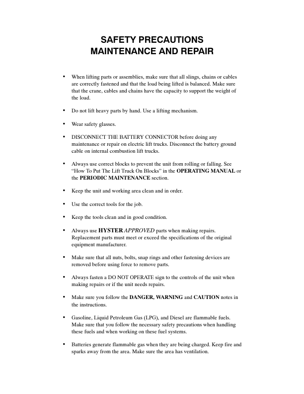 Hyster H25XM, H30XM, H35XM, H40XMS Forklift Truck D001 Series Repair Manual_1