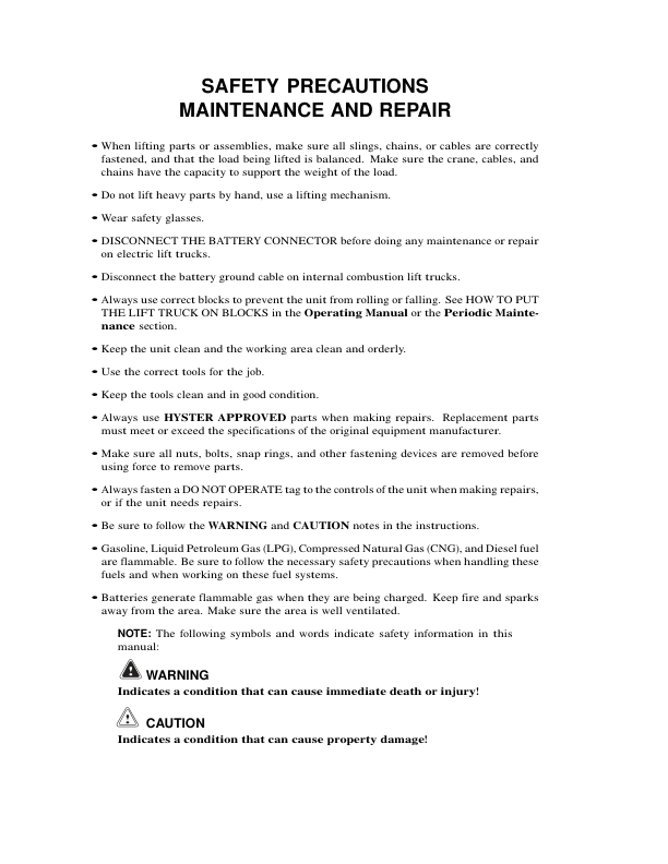 Hyster H30H, H40H, H50H, H60H Forklift Truck D003 Series Repair Manual ...