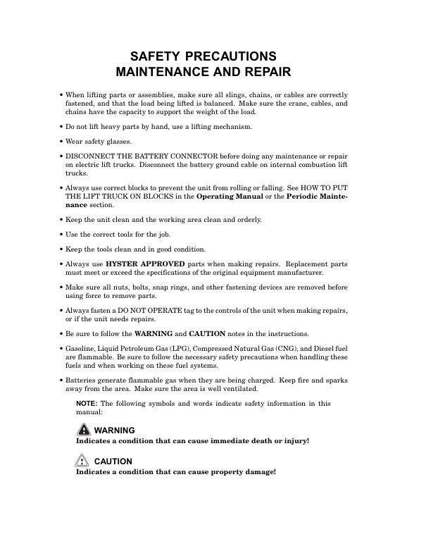 Hyster H6.00XL, H7.00XL Diesel & LPG Forklift Truck G006 Series Repair Manual (EU)_1