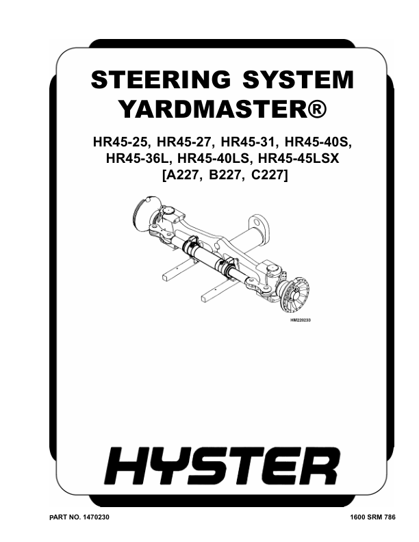 Hyster HR45-27, HR45-31, HR45-36L, HR45-40LS, HR45-40S, HR45-45LSX Reachstacker C227 Series Repair Manual_1