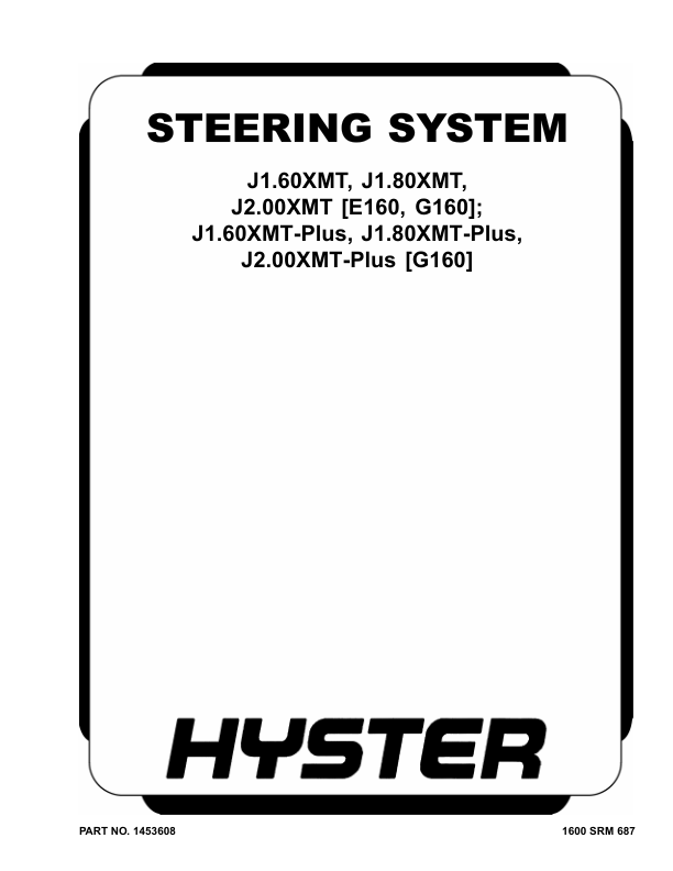 Hyster J1.60XMT, J1.80XMT, J2.00XMT Electric Forklift Truck G160 Series Repair Manual (EU)_1