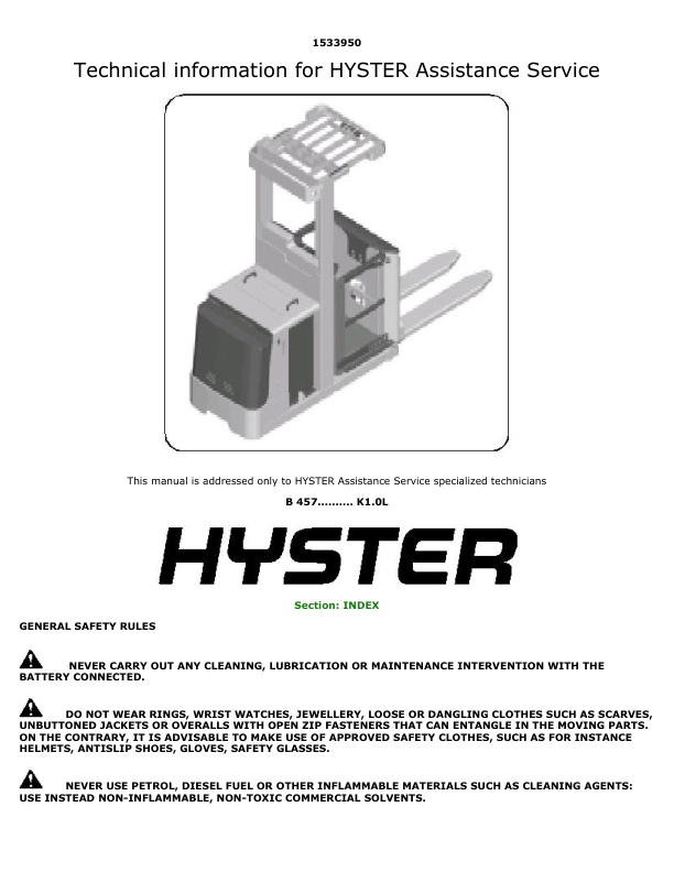 Hyster K1.0L Order Picker B457 Series Repair Manual_1