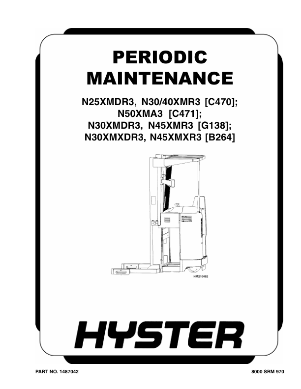 Hyster N30XMDR3, N45XMR3 Electric Forklift Truck G138 Series Repair Manual_1