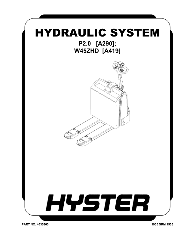 Hyster P2.0 Electric Pedestrian Pallet Truck A290 Series Repair Manual_1