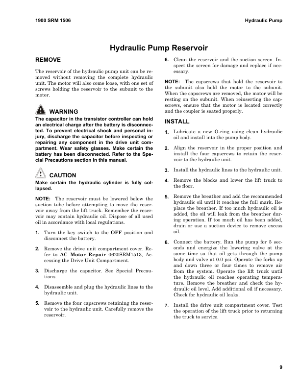 Hyster P2.0 Electric Pedestrian Pallet Truck A290 Series Repair Manual_12