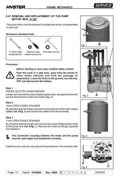 Hyster S1.0E Electric Pedestrian Stacker B440 Series Repair Manual